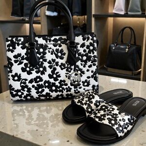 New Michael Kors Floral Sequin Bag and New Matching Size 9 Slides